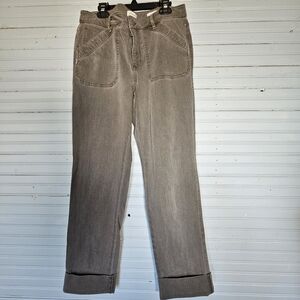 J.Jill Denim Gray High-Rise Straight Leg Patch Pocket Cuffed Pants Women Size 8